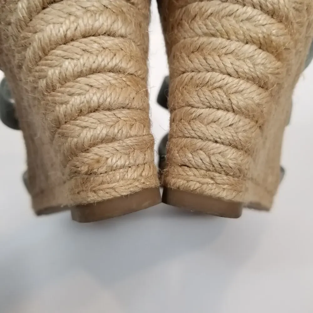 Adam Tucker  Bria8 Nubuck Wedge Heel Espadrilles Blue Size 9